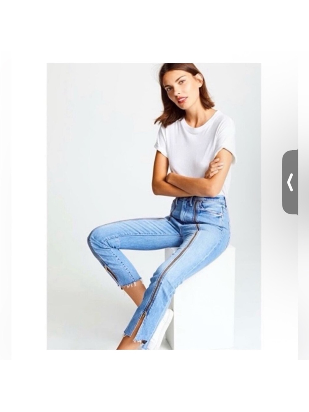 NWT MOTHER Denim High-Waisted Rascal Zip Step Fray Jeans in Misbeliever